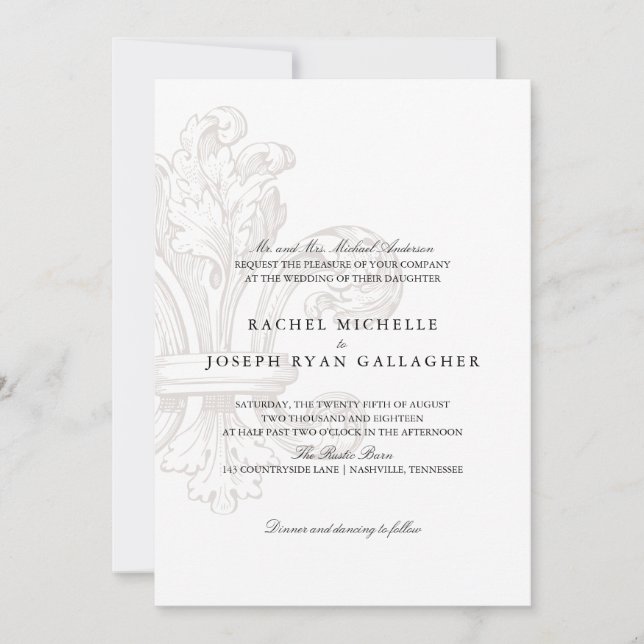 Invitation Fleur de lis | Mariage (Devant)