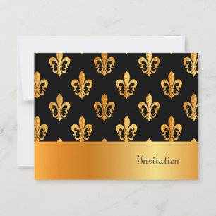 Invitation Fleur de Lis/noir + or