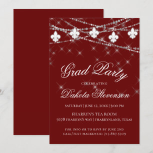 Invitation Fleur de Lis Red Theme Graduation Party
