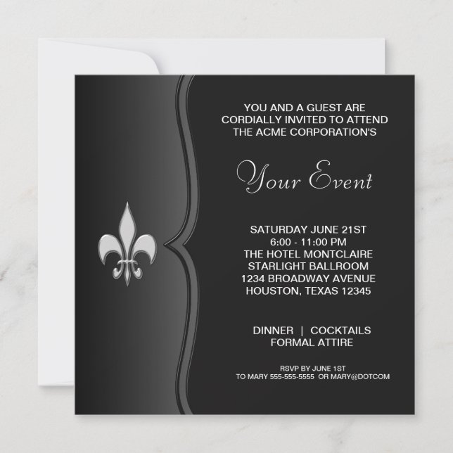 Invitation Fleur De Lis Soirée D'entreprise Tenue De Soirée (Devant)
