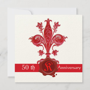 Invitation FLEUR DE LISE ANNIVERSAIRE Sceau de cire rouge Mon