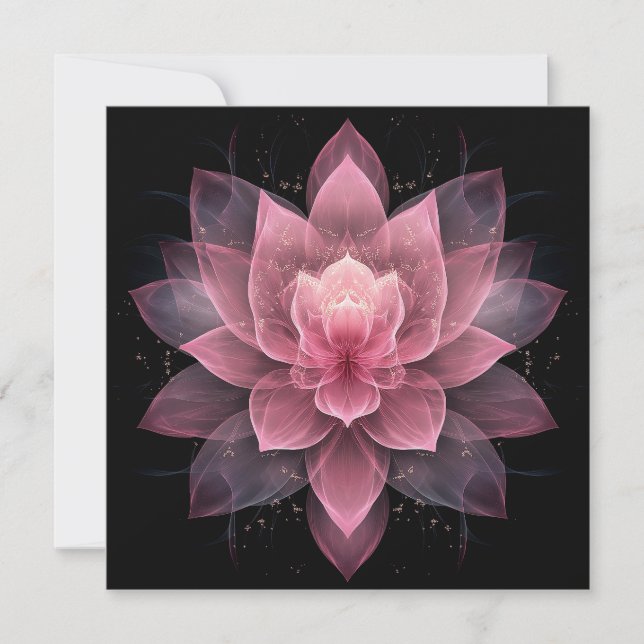 Invitation Fleur de Lotus Éthérée - Floral Noir Rose Clair (Devant)