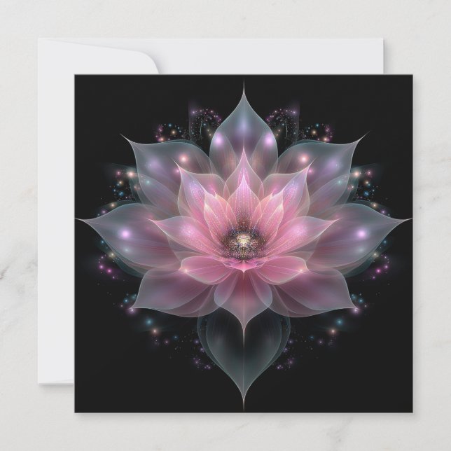 Invitation Fleur de Lotus Lumineuse - Floral Noir Rose Clair  (Devant)