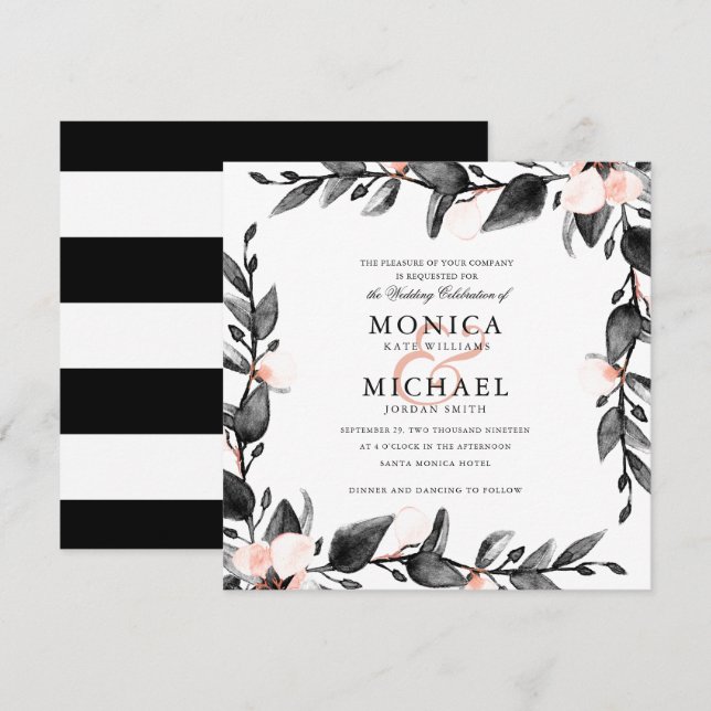 Invitation Fleur de lune | mariage botanique moderne (Devant / Derrière)