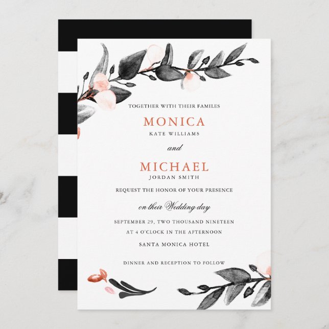 Invitation Fleur de lune | mariage botanique moderne (Devant / Derrière)