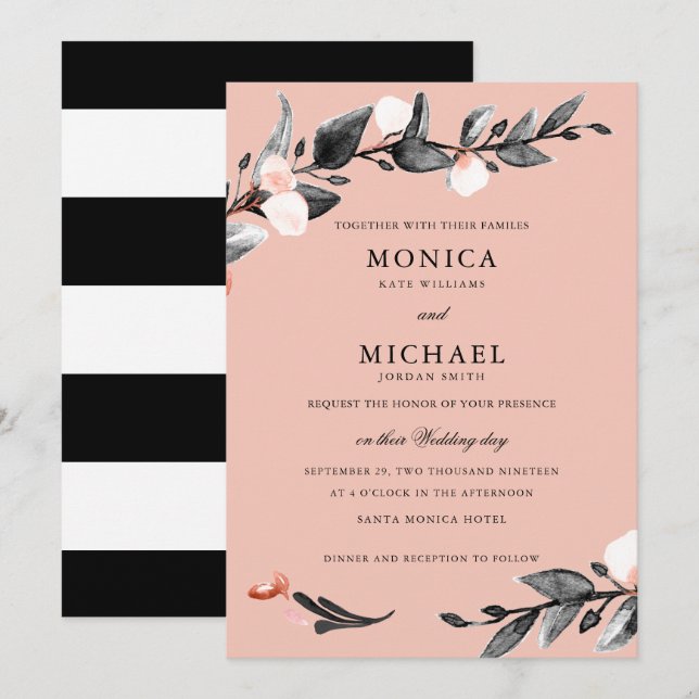 Invitation Fleur de lune | mariage botanique moderne (Devant / Derrière)