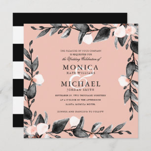 Invitation Fleur de lune   mariage botanique moderne rose