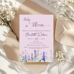 Invitation Fleur de lupin colorée Baby Shower pour nouveau-né