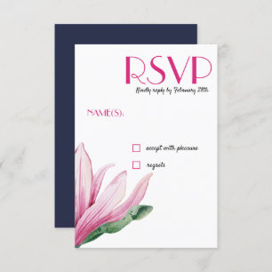 Invitation Fleur de Magnolia rose en fleurs   bleu Mariage RS