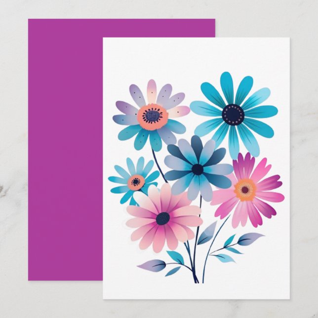 Invitation Fleur de marguerite mystique (Devant / Derrière)