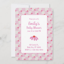 Fleur de marguerite rose pour bébé fille | Invitat