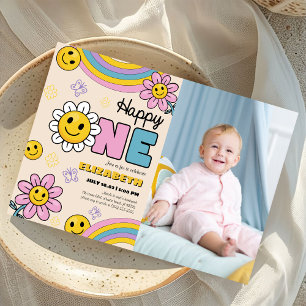 Invitation Fleur de marguerite super Premier anniversaire Ret