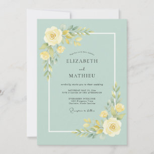 Invitation Fleur de mariage floral jaune pâle