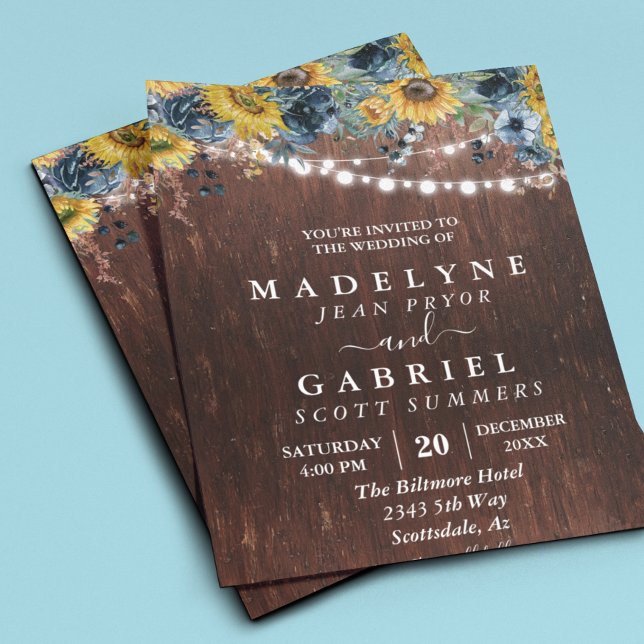 Invitation Fleur de mariage tournesol d'automne d'hiver Rusti (Créateur téléchargé)
