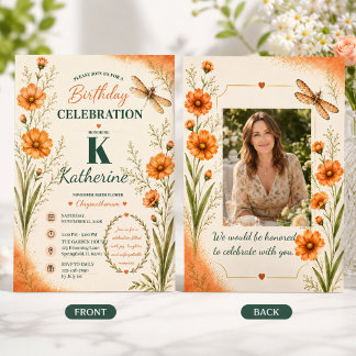 Invitation Fleur de naissance de novembre Chrysanthème Annive