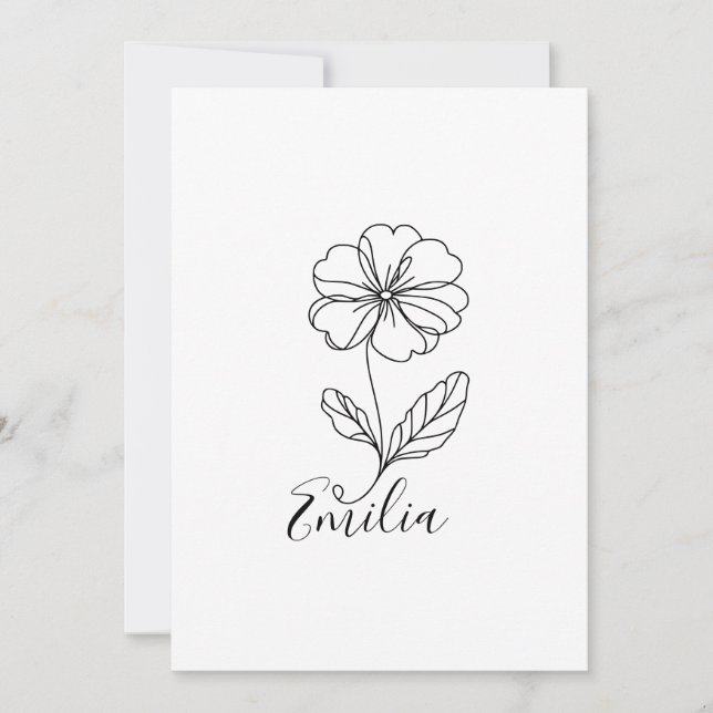 Invitation Fleur de naissance personnalisée février primevère (Devant)