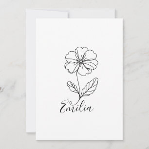 Invitation Fleur de naissance personnalisée février primevère