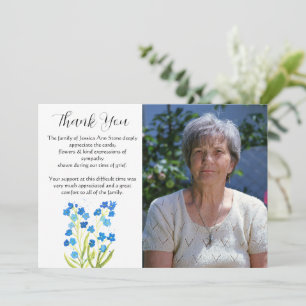 Invitation Fleur de Ne m'oubliez pas Funérailles Décès Merci
