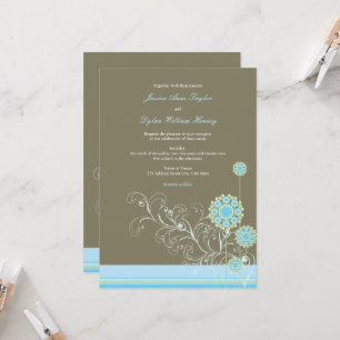 Invitation Fleur de neige bleue Whimsical Flûtes d'hiver Mari