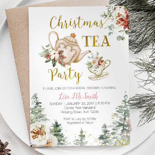 Invitation Fleur de Noël Fête des mariées Tea Party