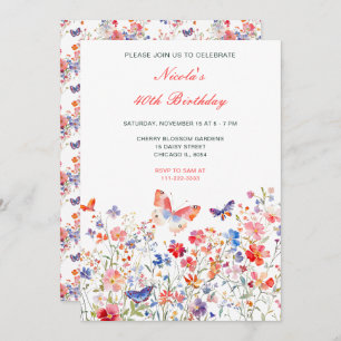 Invitation Fleur de papillon d'été fête d'anniversaire