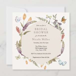 Invitation Fleur de papillon Jardin nuptiale Douche Invitatio