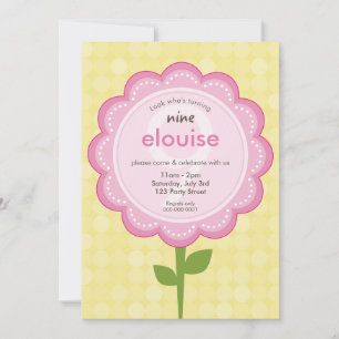 Invitation FLEUR DE PÂQUERETTE moderne vintage jolie annivers