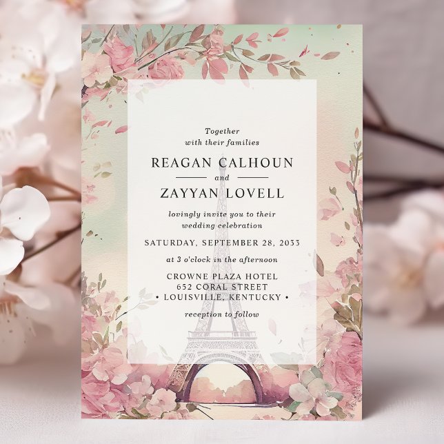 Invitation Fleur de Paris Tour Eiffel Mariage à Paris (Créateur téléchargé)