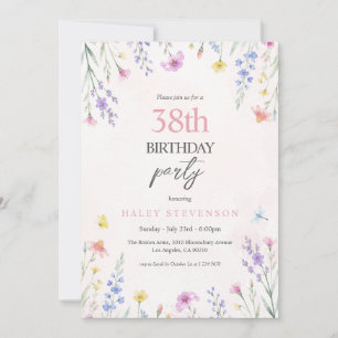 Invitation Fleur de pastel de fleurs sauvages aquarelle pour
