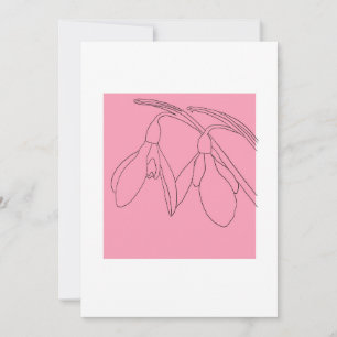 Invitation Fleur de perce-neige rose et noire 