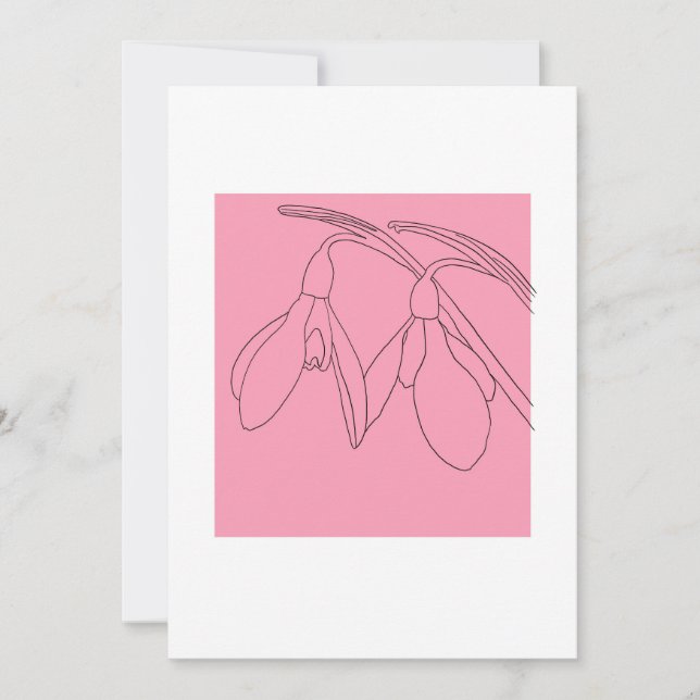 Invitation Fleur de perce-neige rose et noire  (Devant)