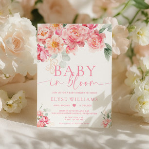 Invitation Fleur de Pivoine Bébé Piper en Fleur Baby Shower