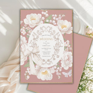 Invitation Fleur de Pivoine Élégant Vintage Mauve Mariage