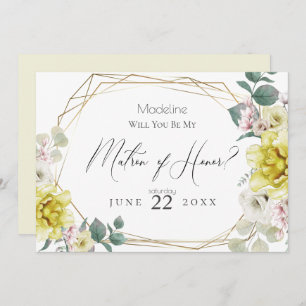 Invitation Fleur de pivoine jaune, vous serez mon maître d'ho