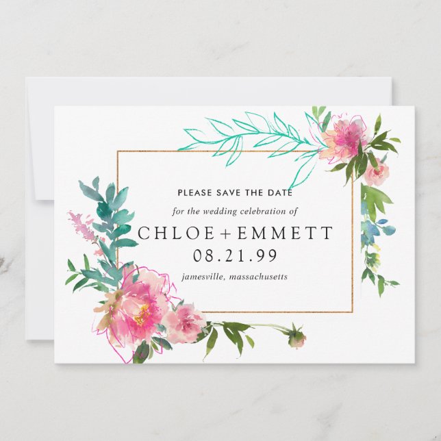 Invitation "Fleur de Pivoine Rose" pour Sauvegarde (Devant)