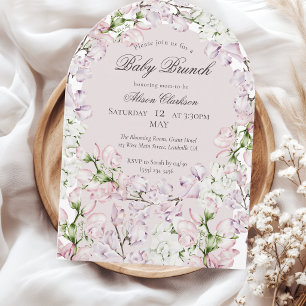 Invitation Fleur de Pois de Senteur bébé brunch élégant Rond