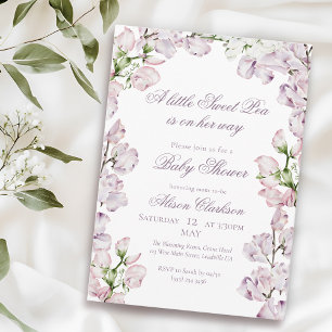 Invitation Fleur de pois de senteur en arche Baby brunch élég