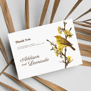 Invitation Fleur de pomme d'oiseau jaune botanique Merci d'ét