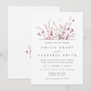 Invitation Fleur de prairie sauvage Dusty Rose rose Mariage m