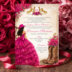 Invitation Fleur de princesse fille occidentale rose Sweet 15