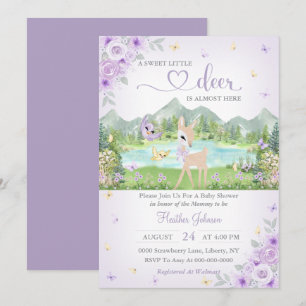 Invitation Fleur de printemps et papillons Cerf Baby Shower