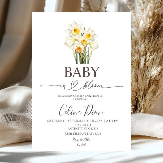 Invitation Fleur de printemps Jonquille Bébé en fleurs (Créateur téléchargé)