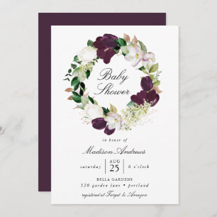 Invitation Fleur de prune foncée   BABY SHOWER
