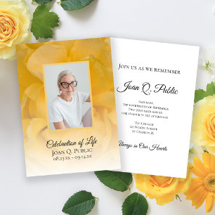 Invitation Fleur de rose jaune Fête de la vie