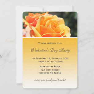 Invitation Fleur de rose jaune magnifique Saint Valentin