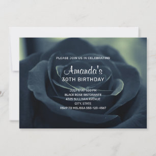 Invitation Fleur de rose noire Anniversaire ambiance gothique