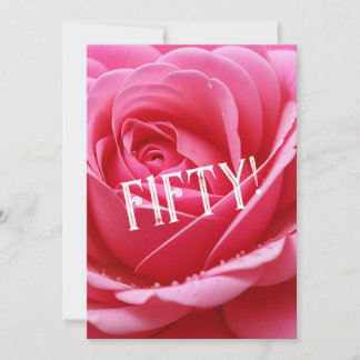 INVITATION FLEUR DE ROSE ROUGE PERSONNALISÉE POUR CINQUANTIÈM
