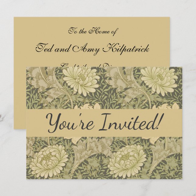 Invitation Fleur de Sauge Chrysanthème de William Morris (Devant / Derrière)