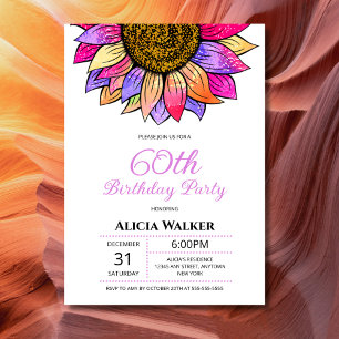 Invitation Fleur de soleil colorée Fleur de fleurs florales A
