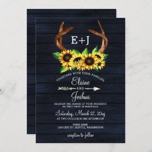 Invitation Fleur de soleil en fleurs Antlers Pays Chic Mariag